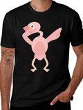 Dabbing Flamingo Graphic Tee - Black Cotton T-Shirt