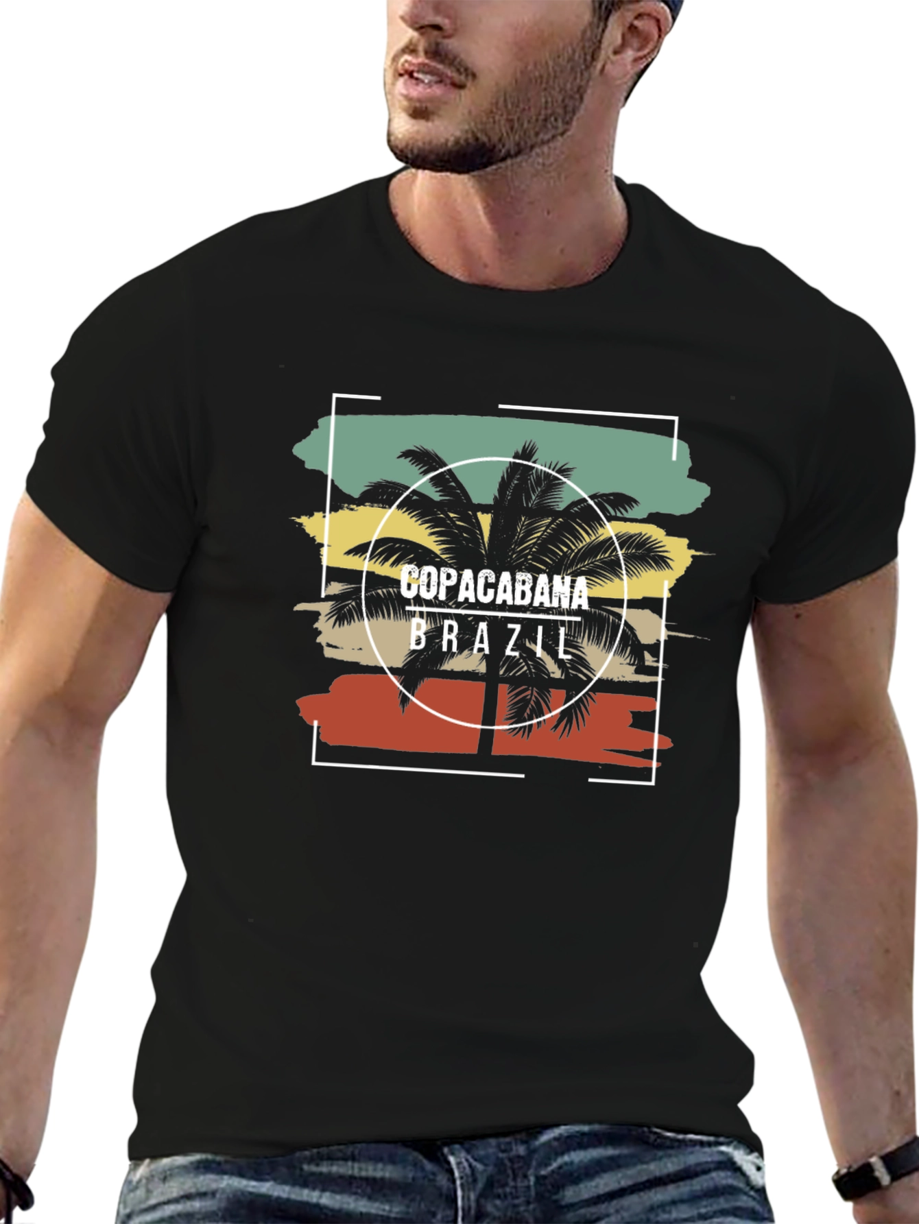 Copacabana Brazil T-Shirt - Retro Palm Tree Design
