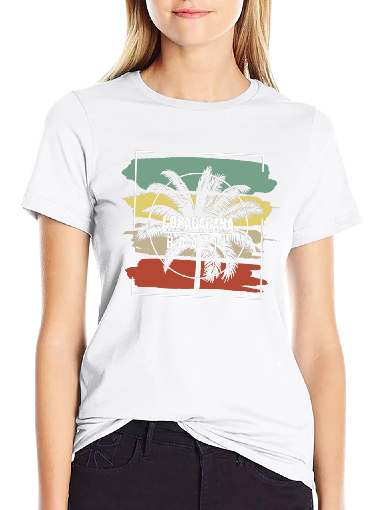 Copacabana Brazil T-Shirt - Retro Palm Tree Design