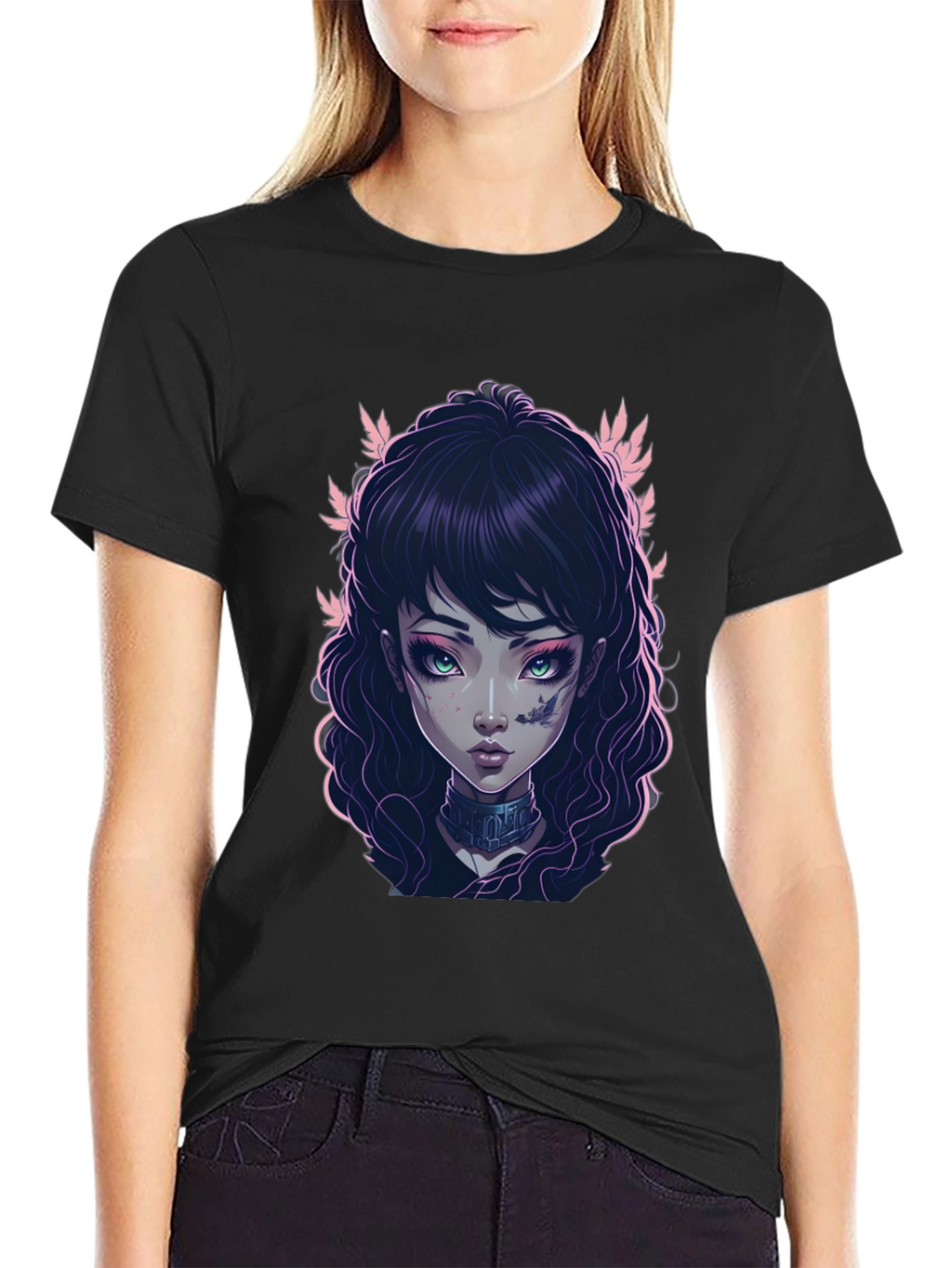 Gothic Girl Graphic Black T-Shirt
