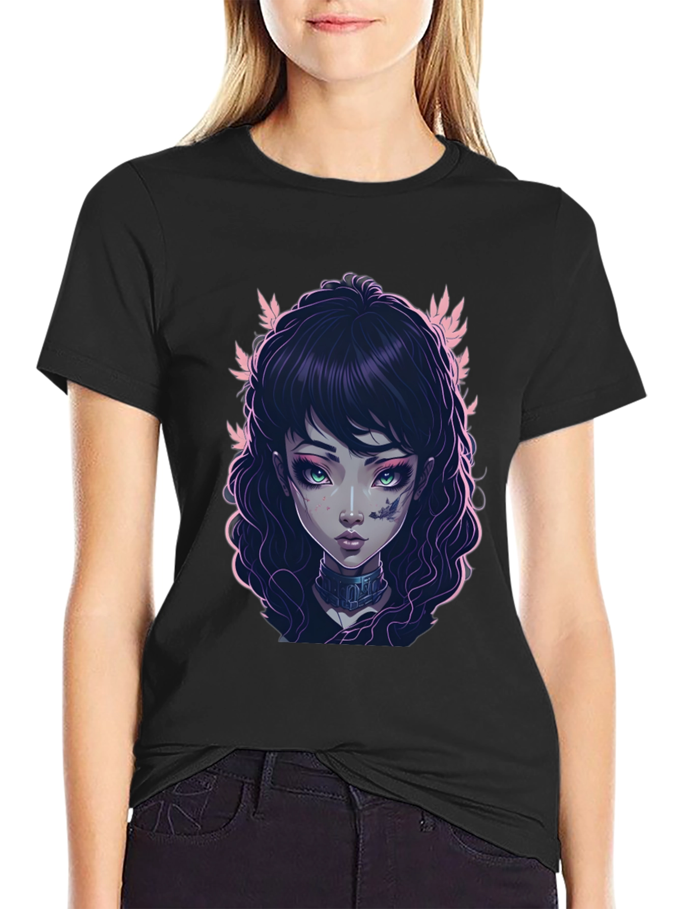 Gothic Girl Graphic Black T-Shirt