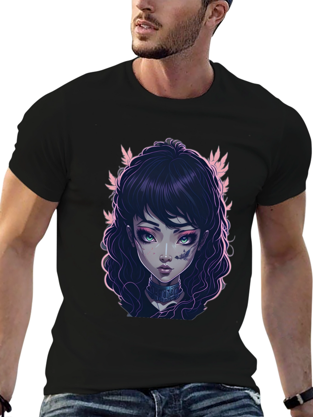 Gothic Girl Graphic Black T-Shirt