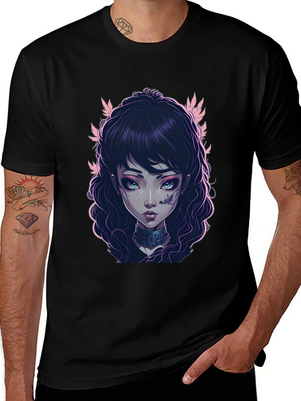 Gothic Girl Graphic Black T-Shirt