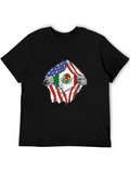 USA & Mexico Flag Ripped T-Shirt