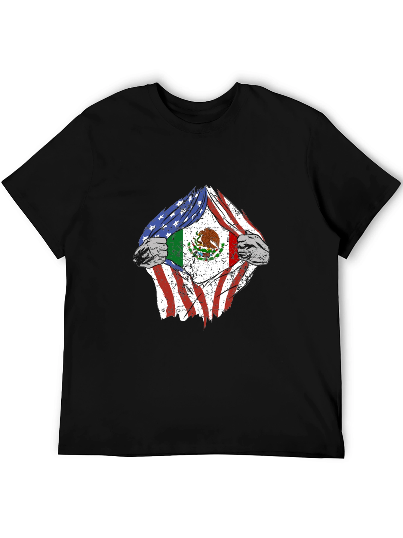 USA & Mexico Flag Ripped T-Shirt