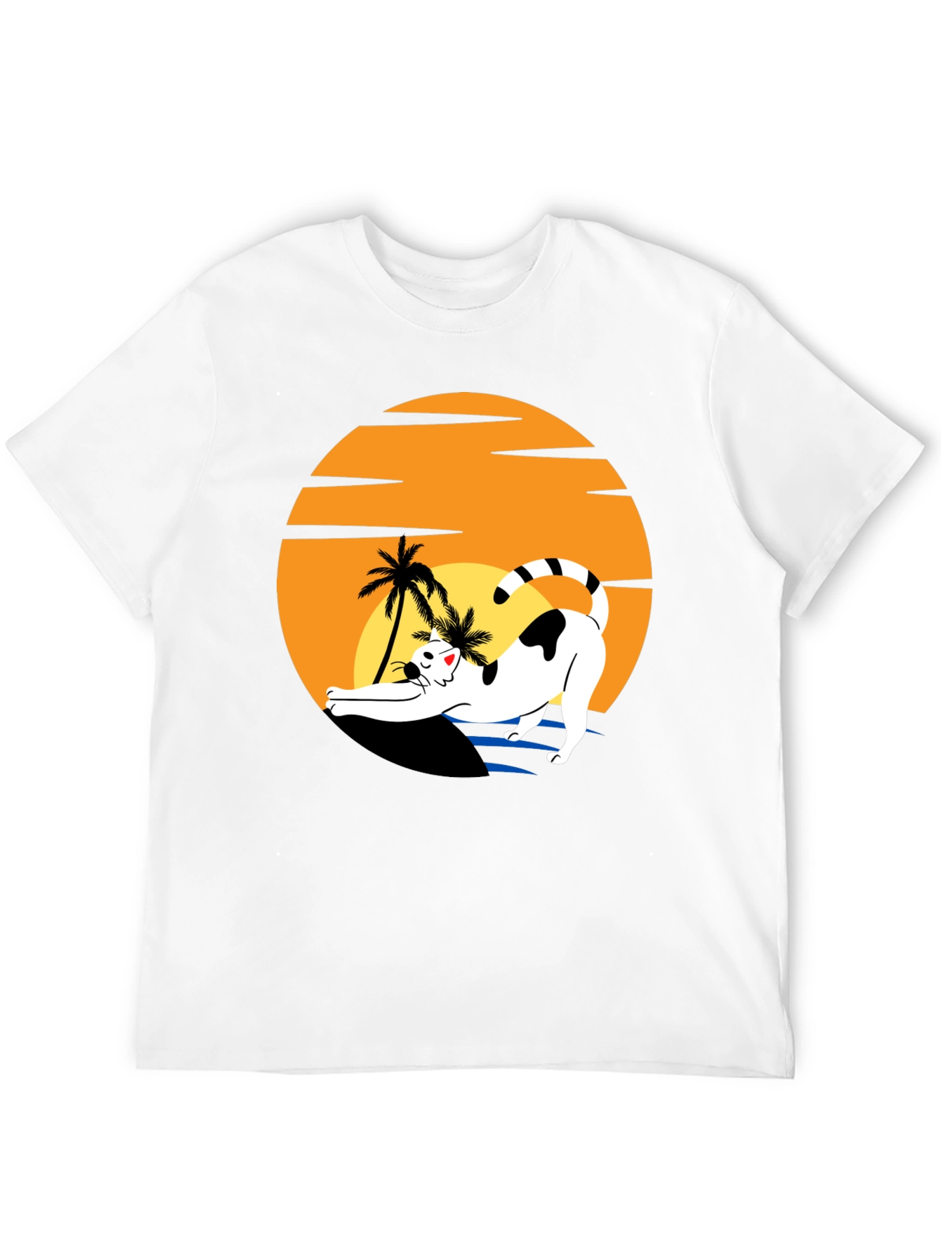 Cat Sunset Graphic Tee - Black Unisex T-Shirt