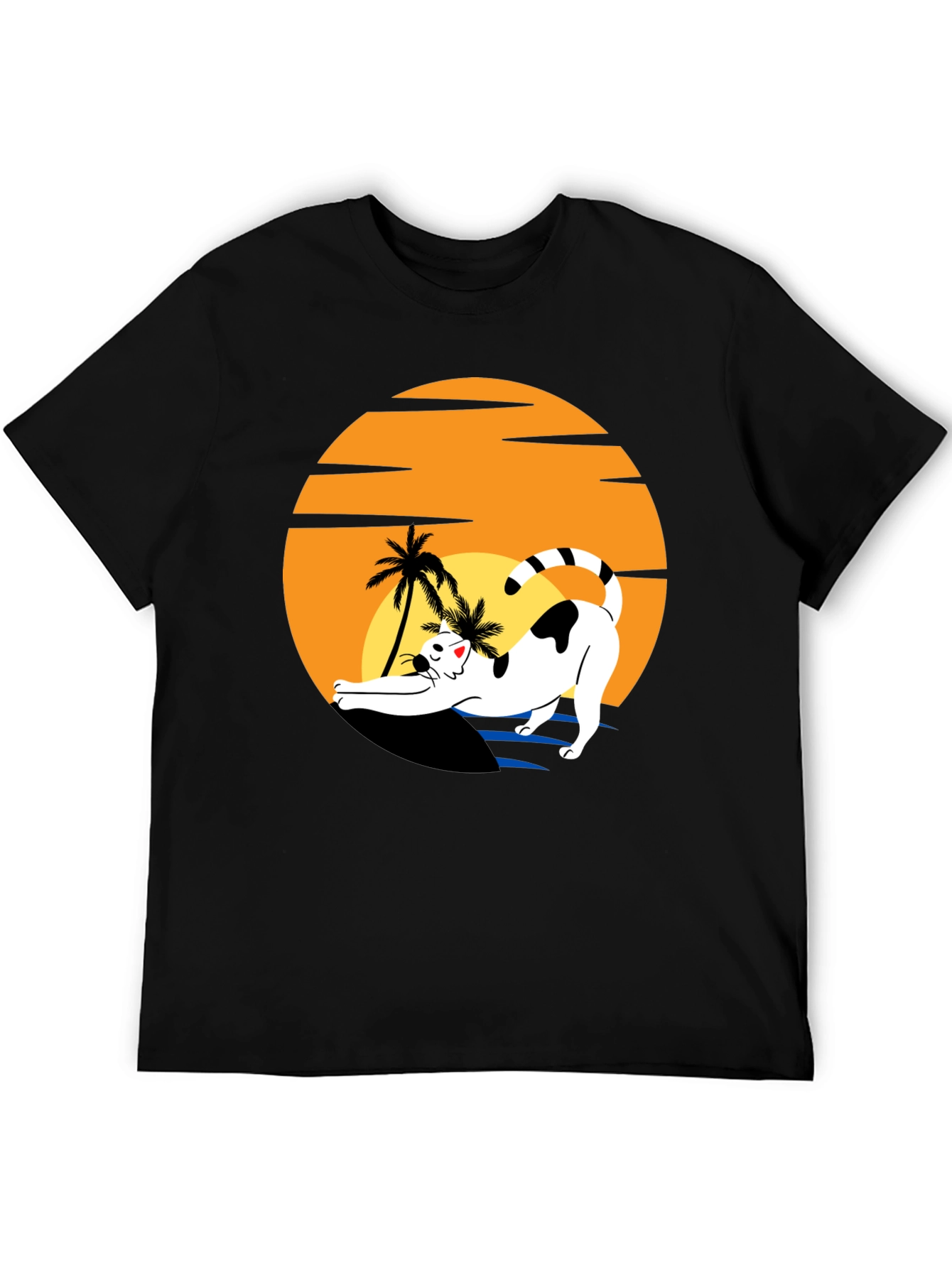 Cat Sunset Graphic Tee - Black Unisex T-Shirt