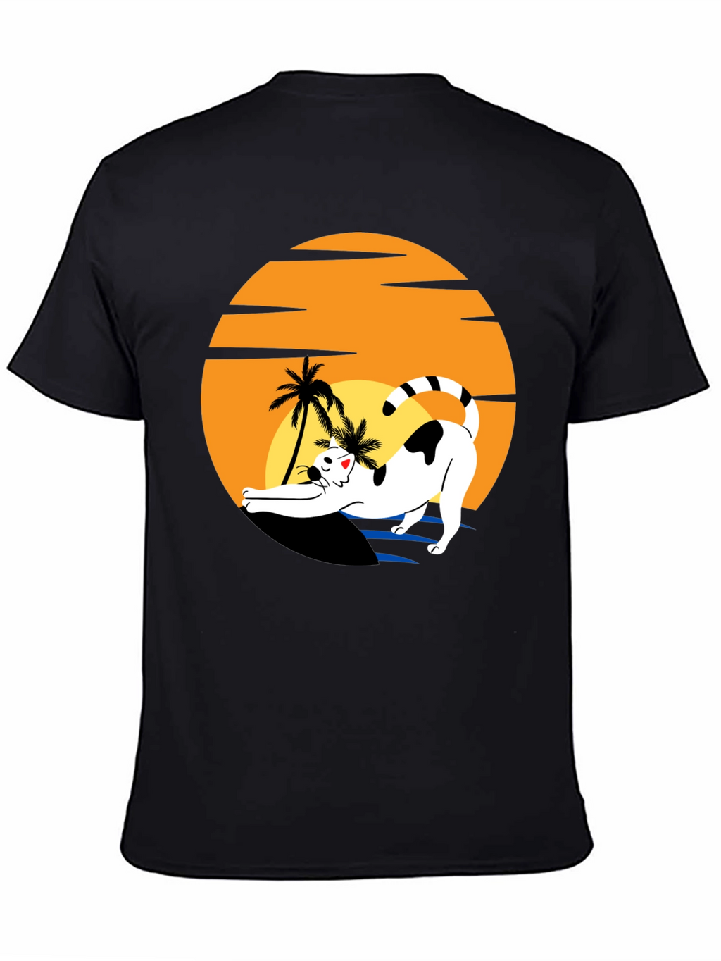 Cat Sunset Graphic Tee - Black Unisex T-Shirt