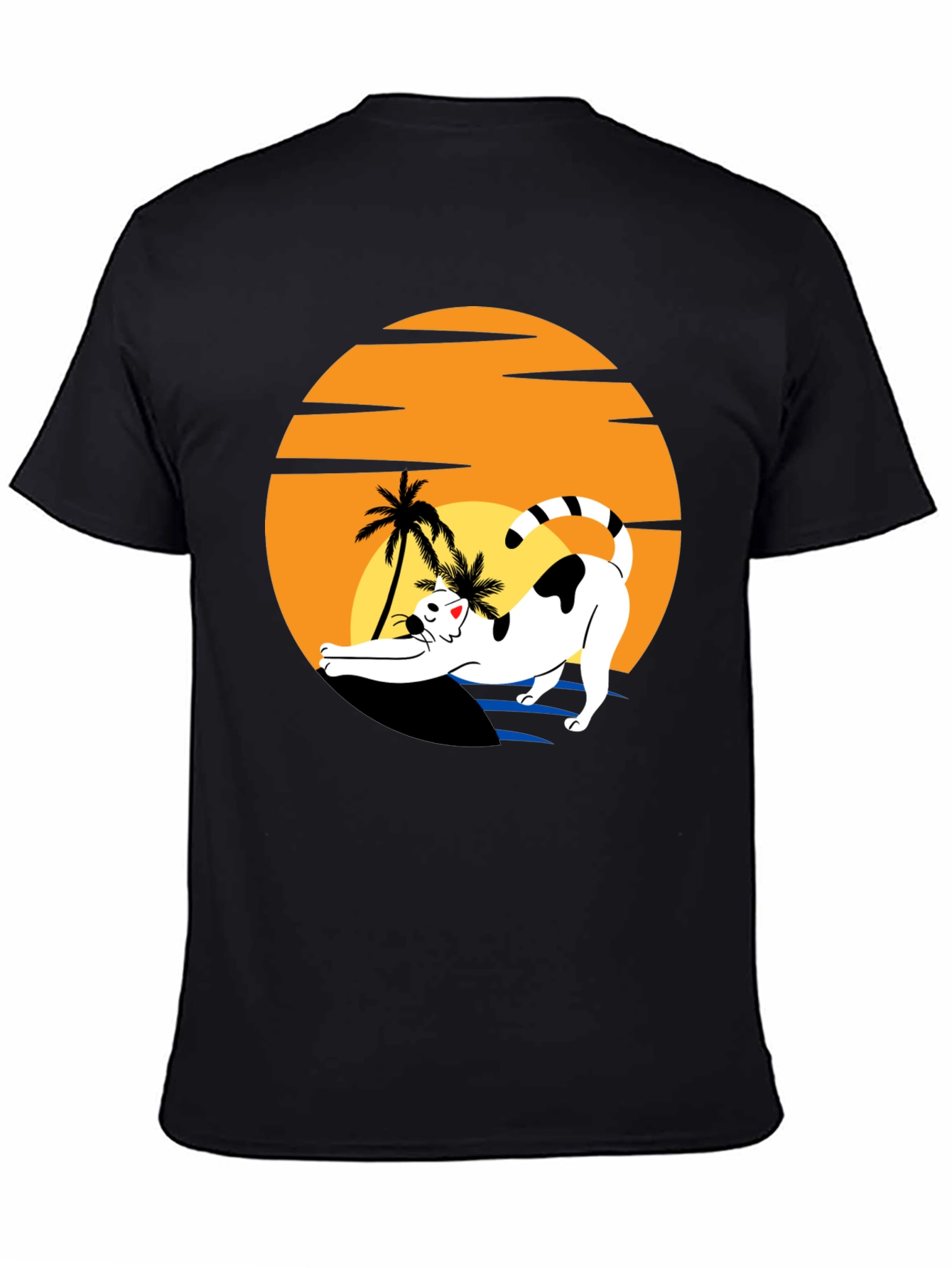 Cat Sunset Graphic Tee - Black Unisex T-Shirt