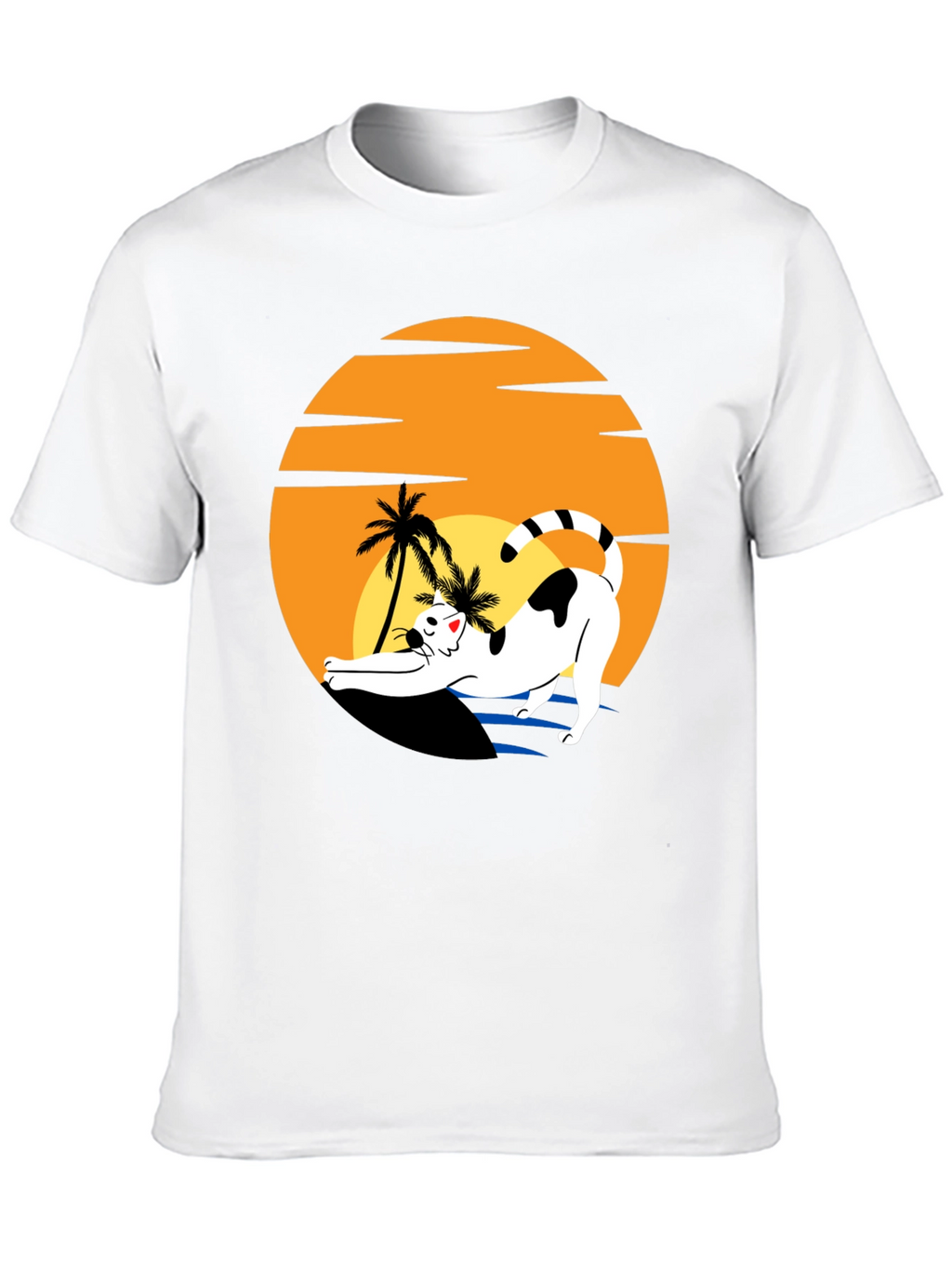 Cat Sunset Graphic Tee - Black Unisex T-Shirt