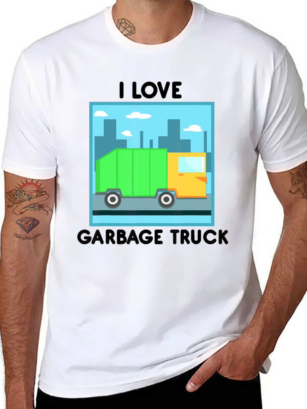 I Love Garbage Truck Graphic T-Shirt