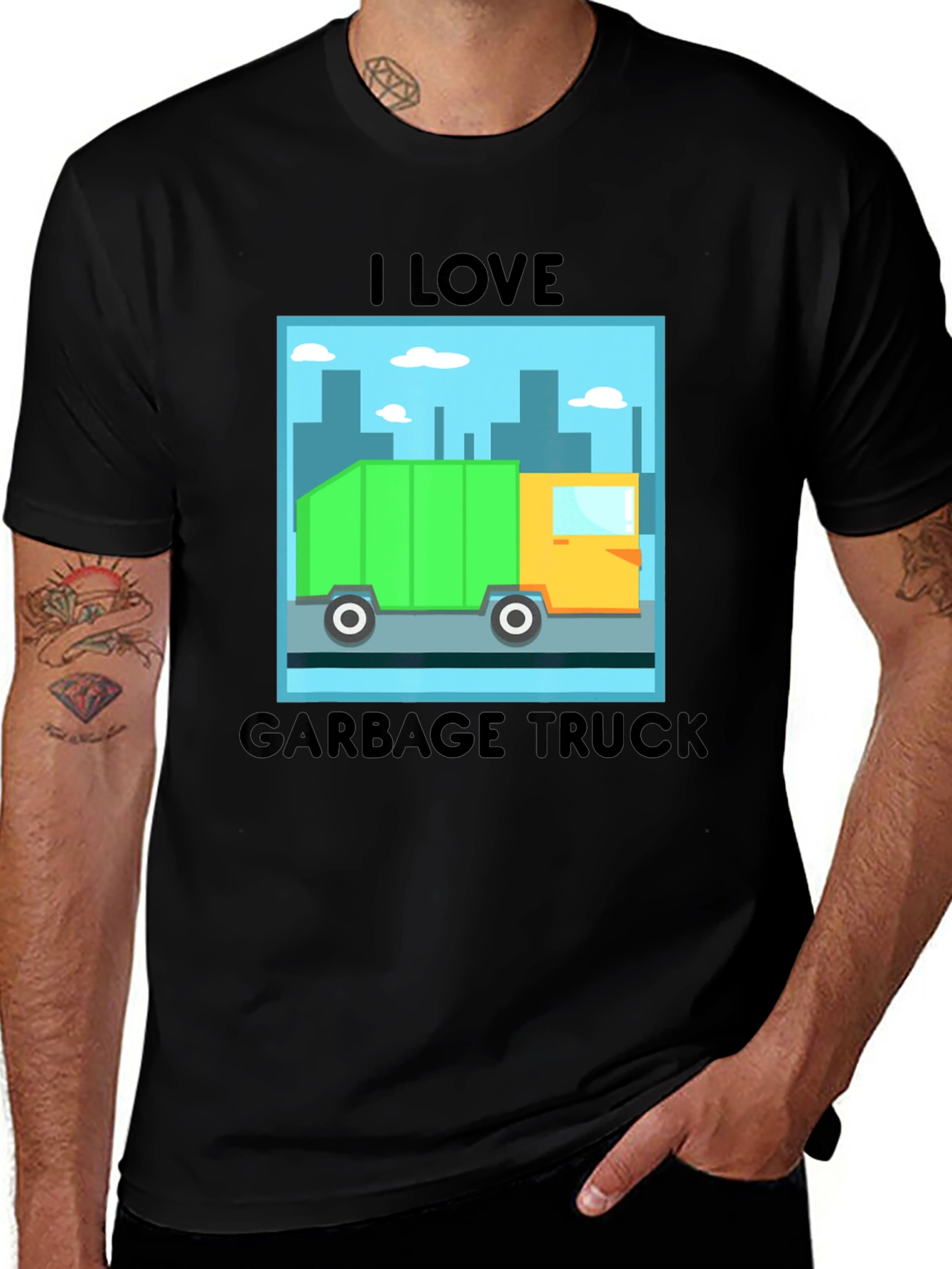 I Love Garbage Truck Graphic T-Shirt