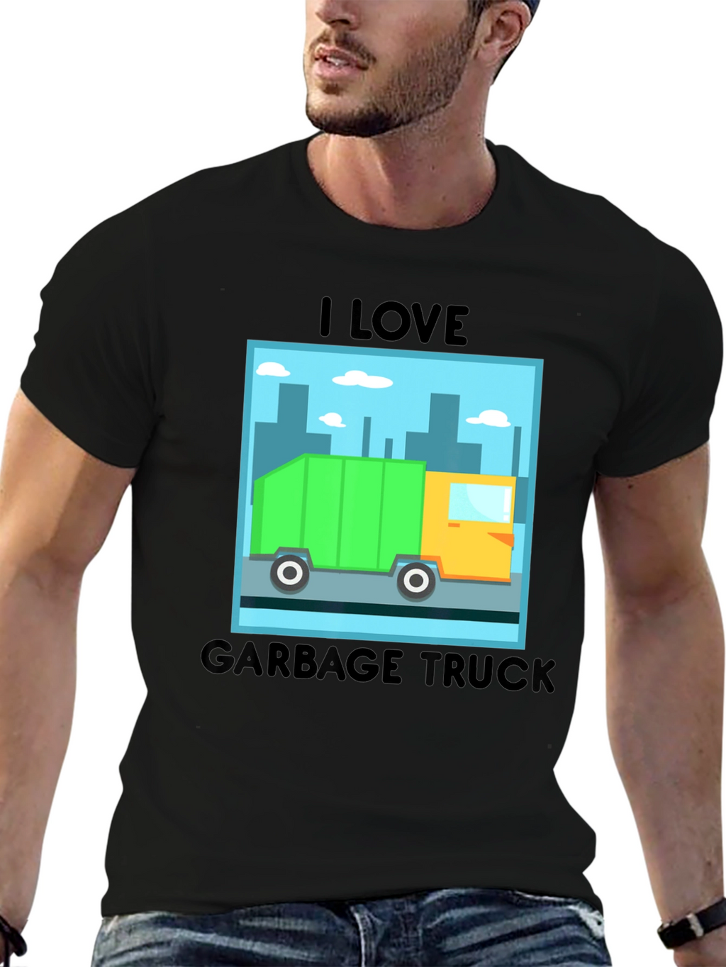 I Love Garbage Truck Graphic T-Shirt