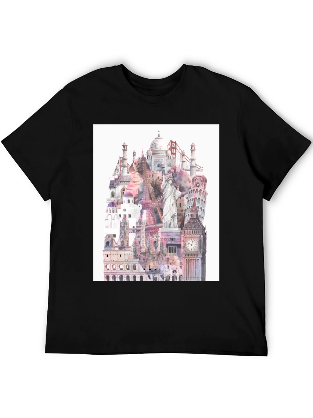 World Landmarks Black Graphic Tee
