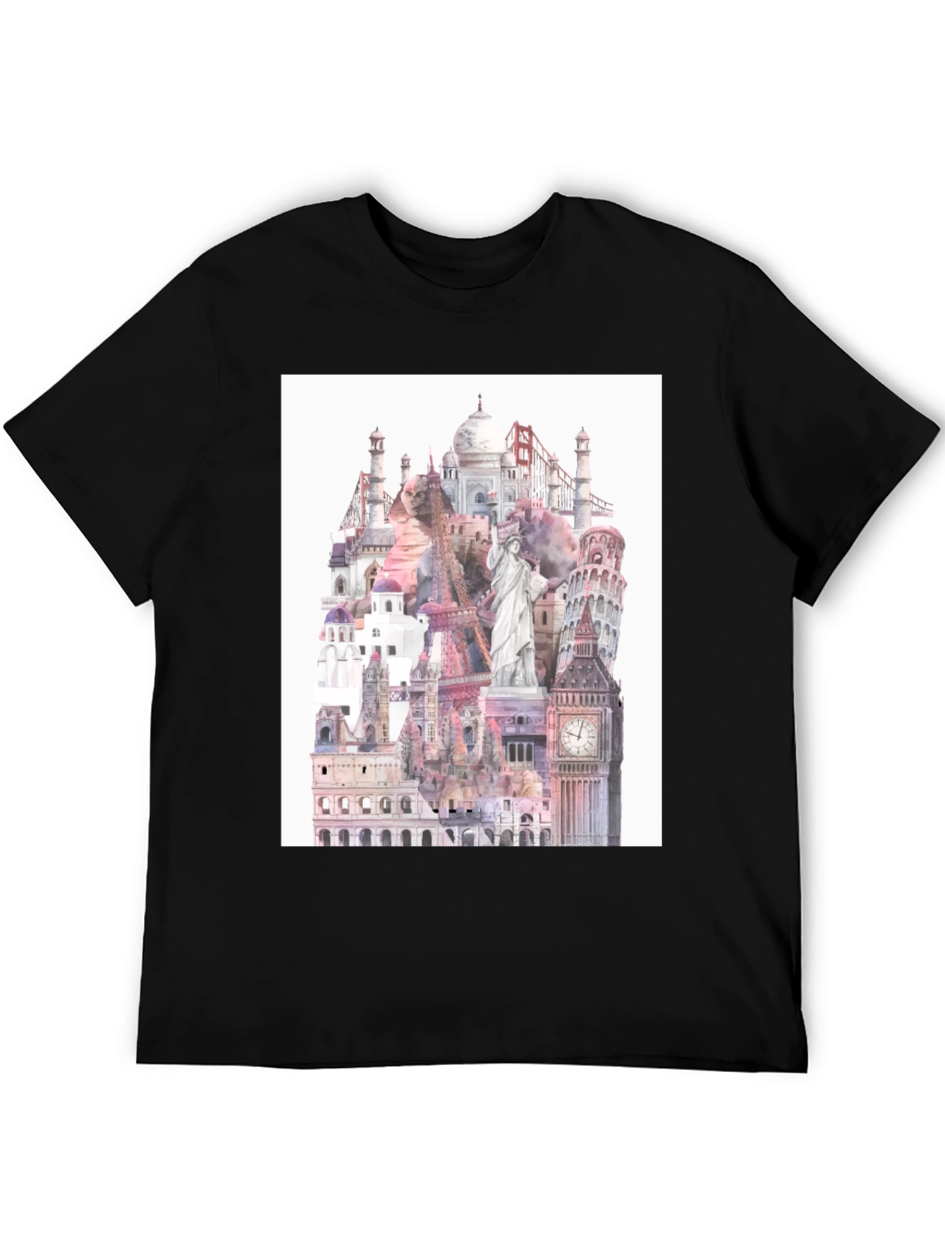 World Landmarks Black Graphic Tee