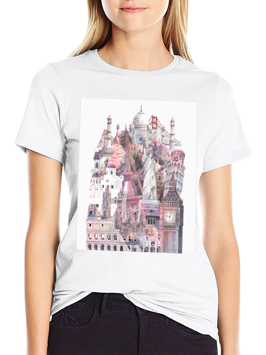 World Landmarks Black Graphic Tee