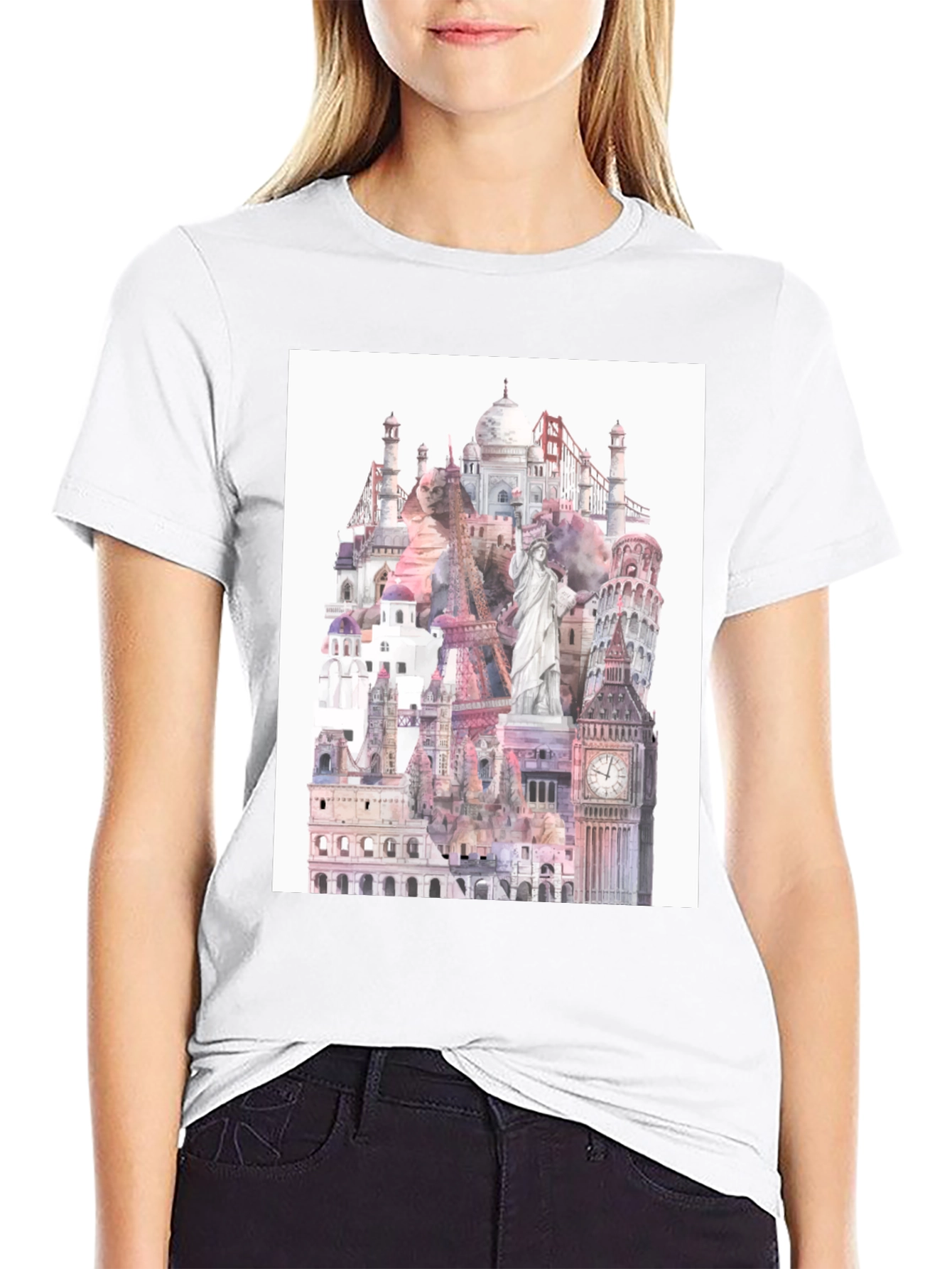World Landmarks Black Graphic Tee
