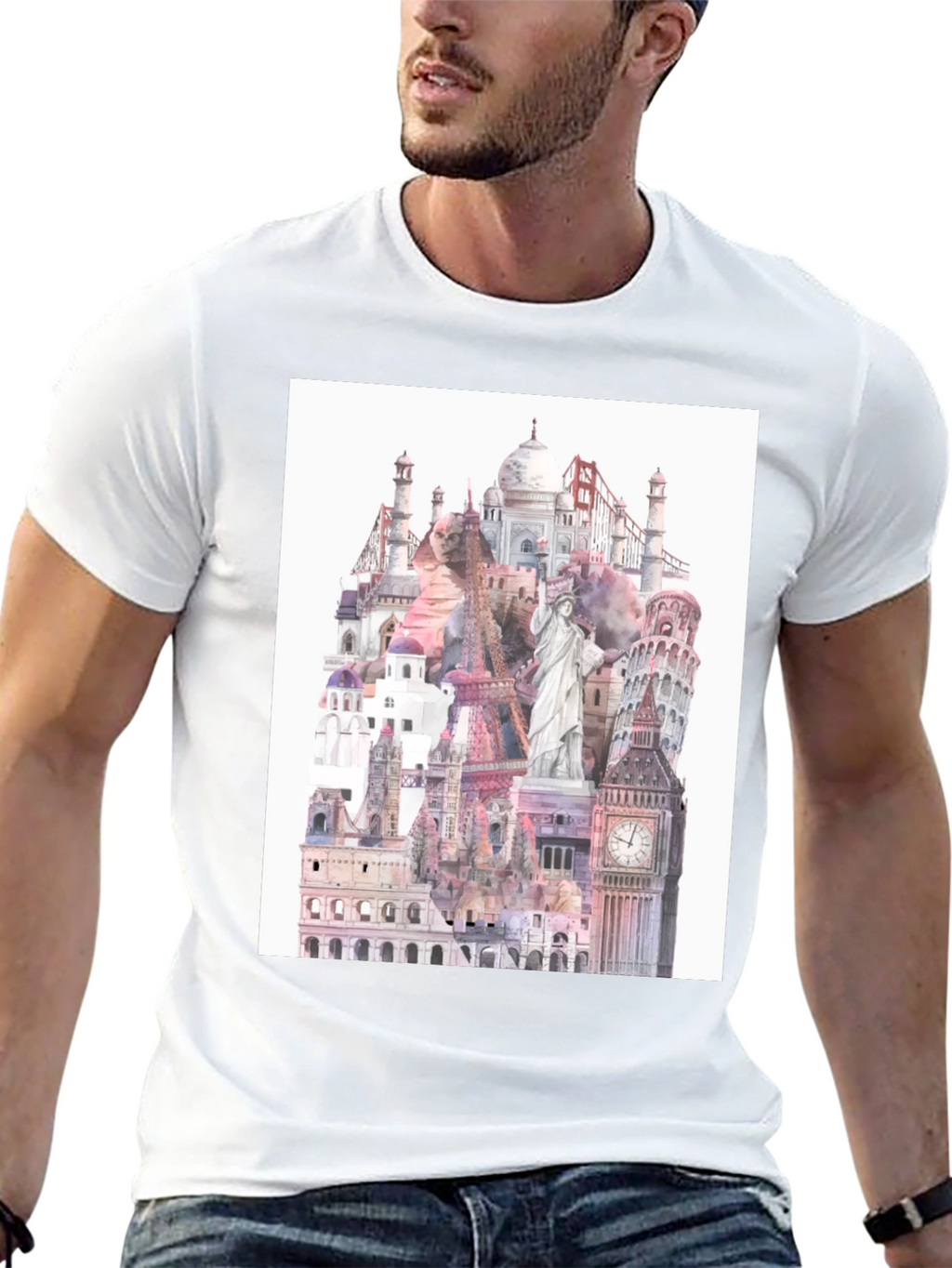 World Landmarks Black Graphic Tee