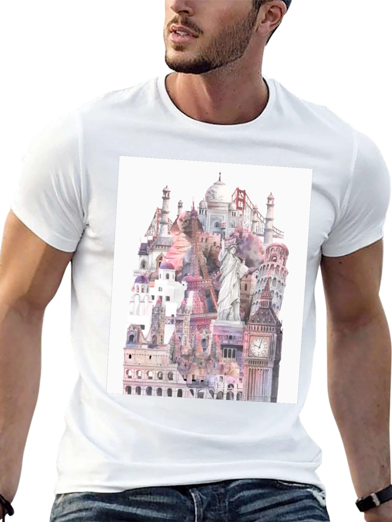 World Landmarks Black Graphic Tee