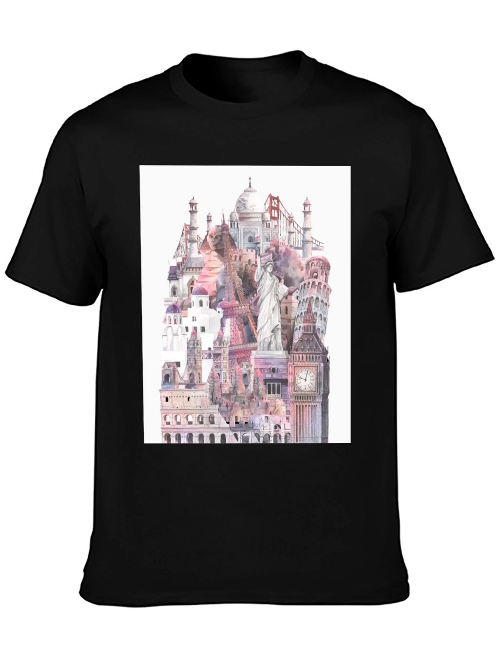World Landmarks Black Graphic Tee
