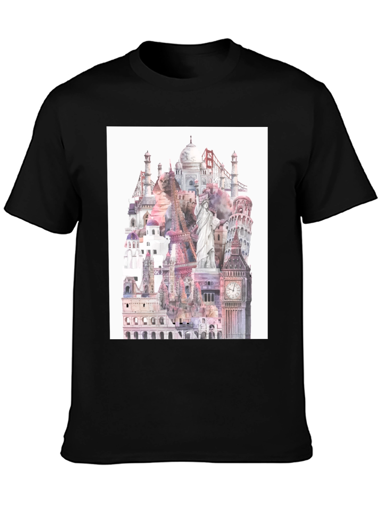 World Landmarks Black Graphic Tee
