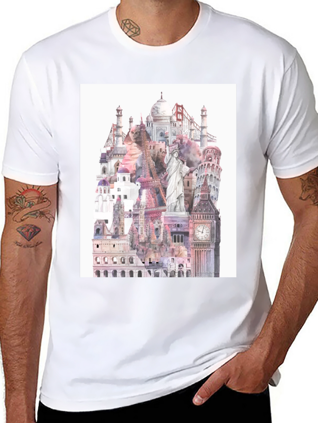 World Landmarks Black Graphic Tee