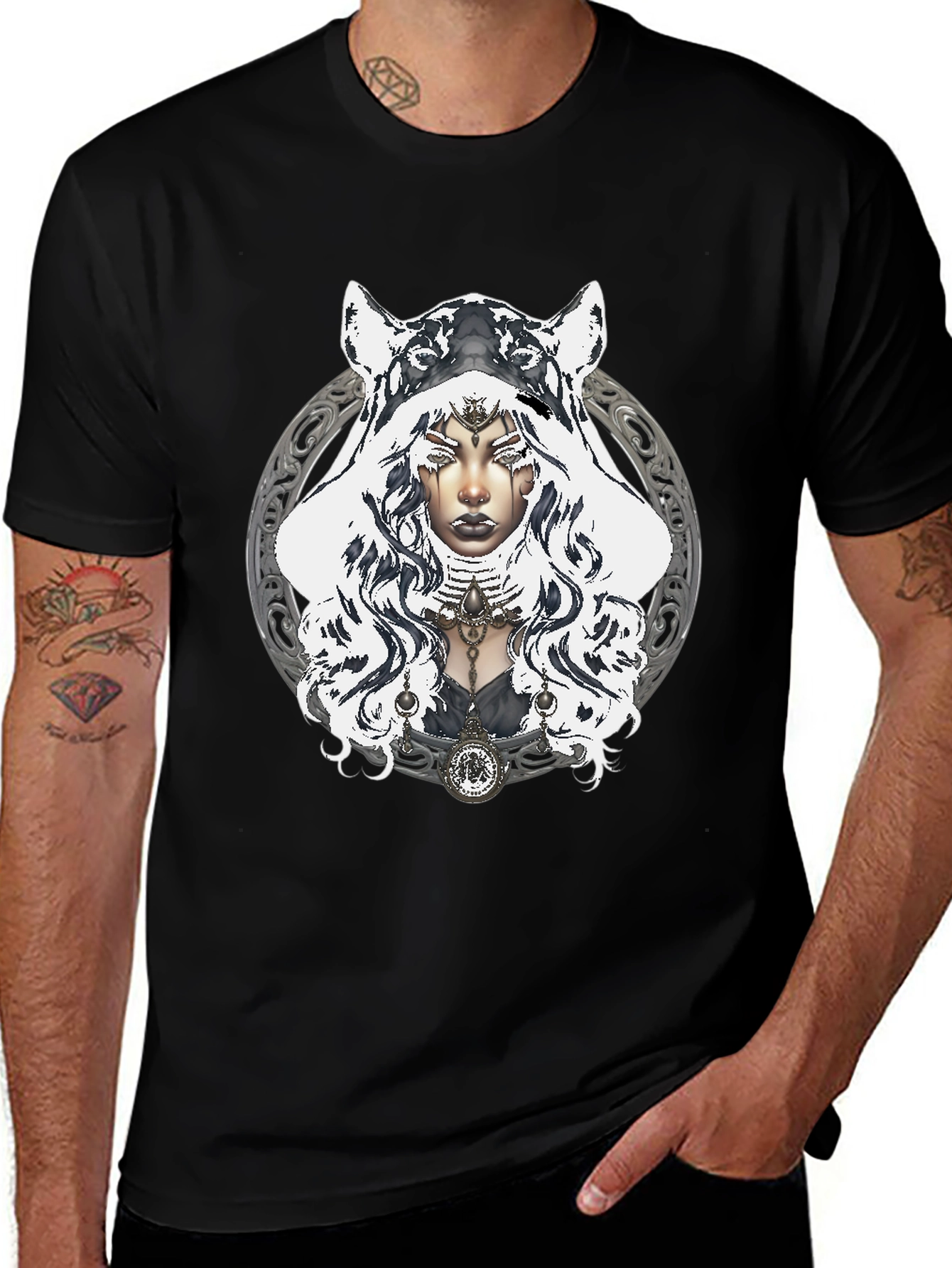 Mystic Wolf Hooded T-Shirt