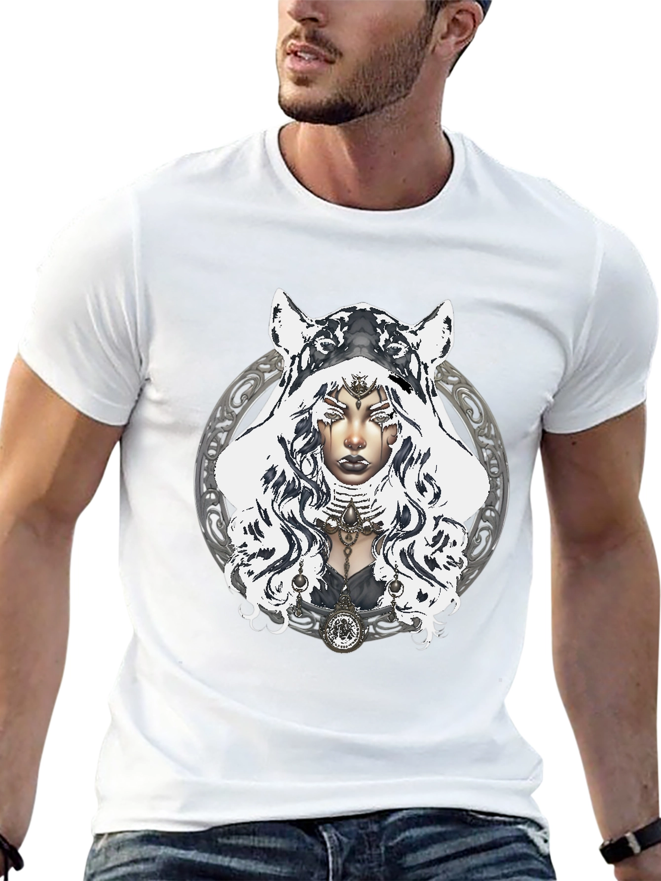 Mystic Wolf Hooded T-Shirt