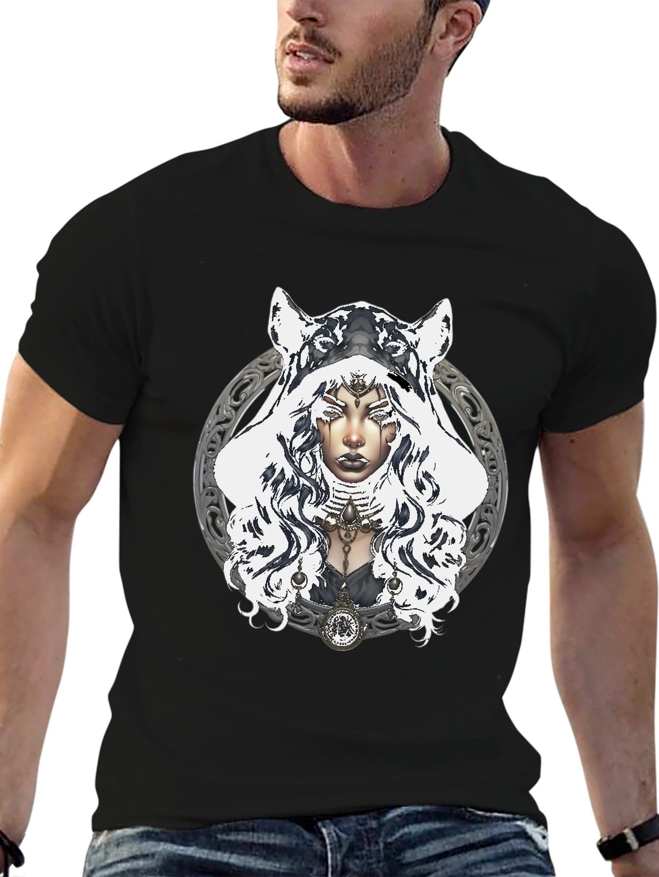 Mystic Wolf Hooded T-Shirt