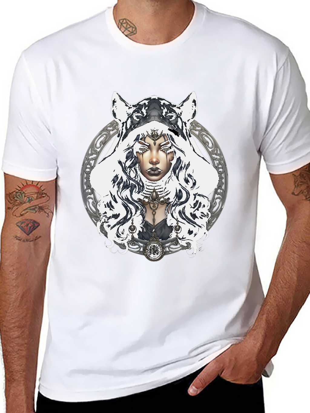 Mystic Wolf Hooded T-Shirt