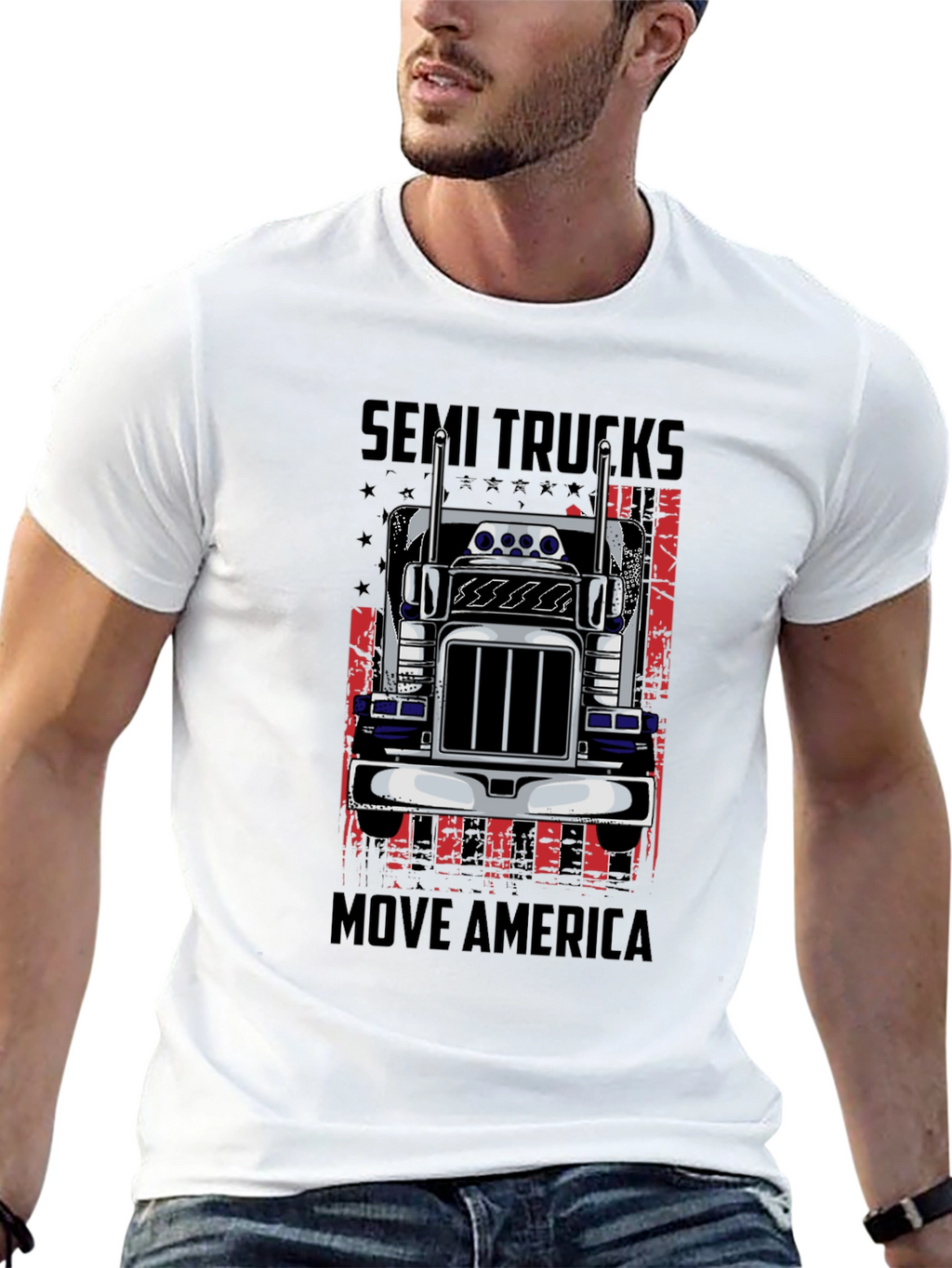 Semi Trucks Move America Graphic T-Shirt