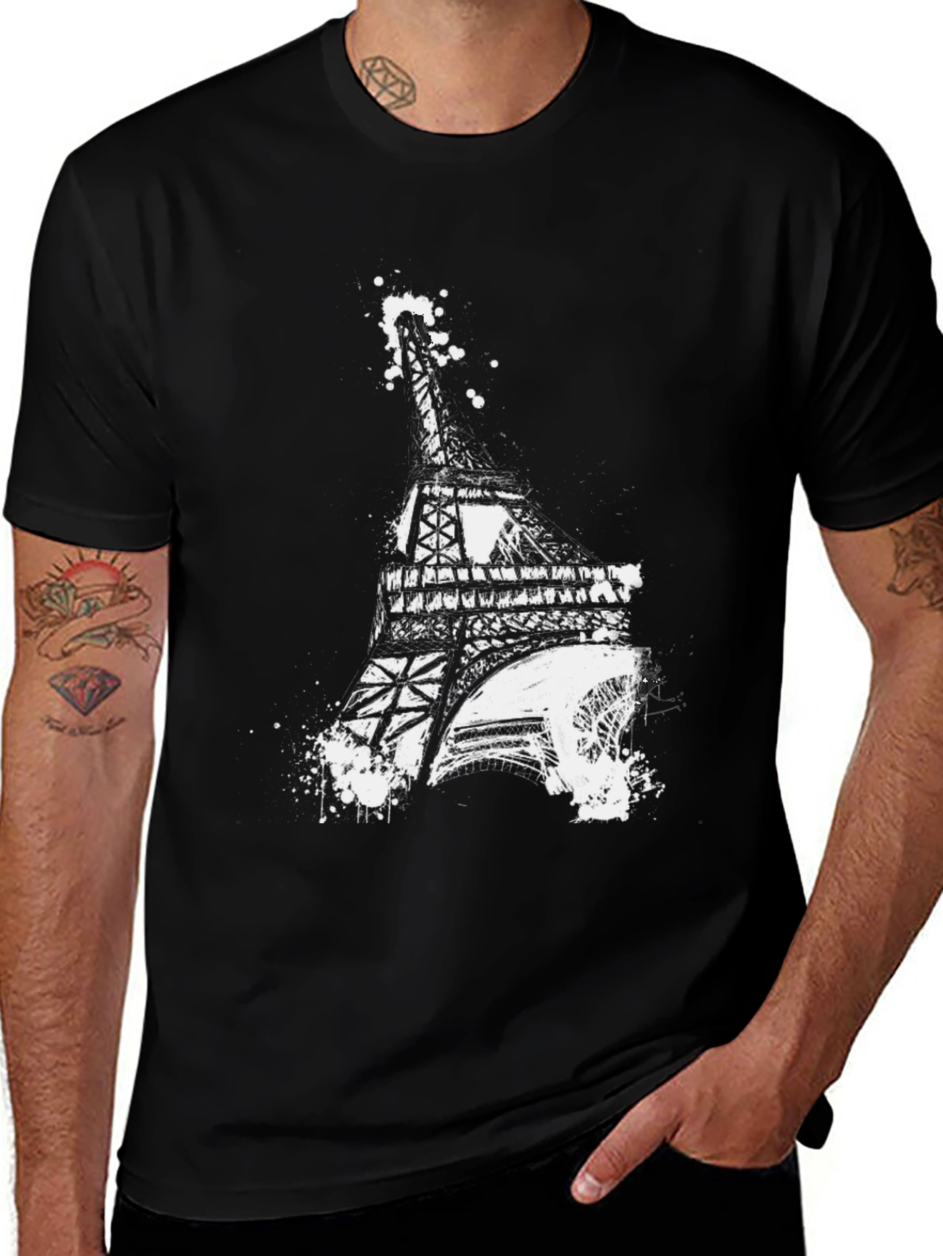 Eiffel Tower Graphic Tee - Modern Art Style