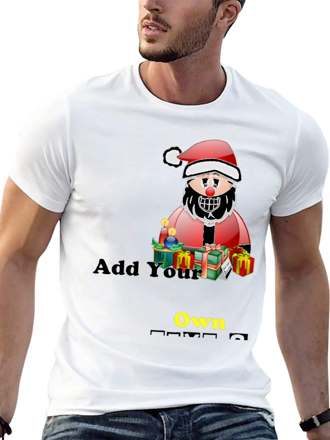 Customizable Santa Graphic Tee - Add Your Own Text!