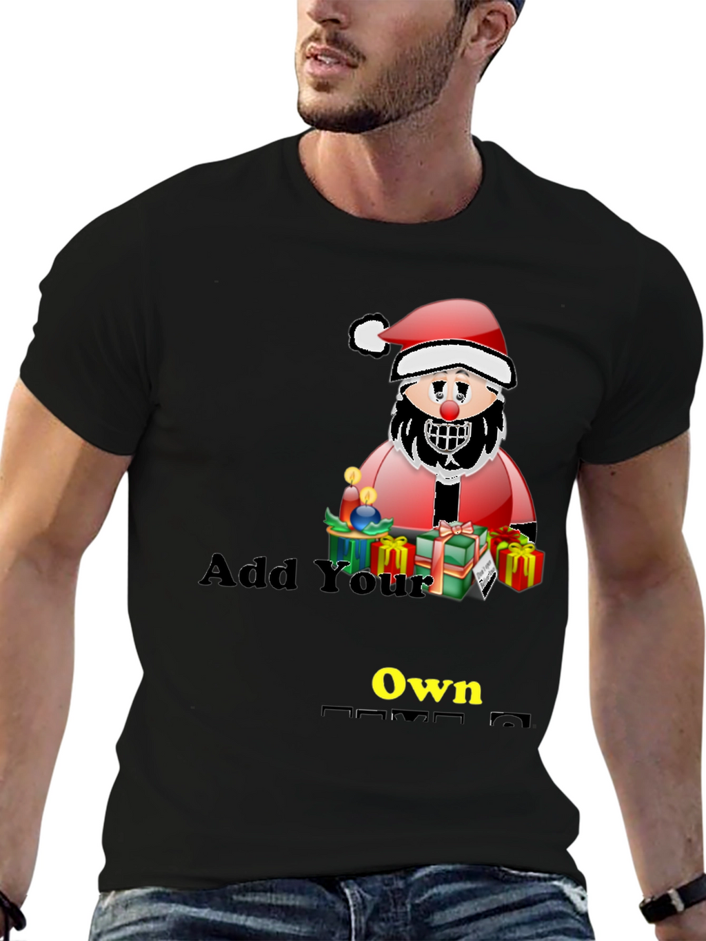 Customizable Santa Graphic Tee - Add Your Own Text!