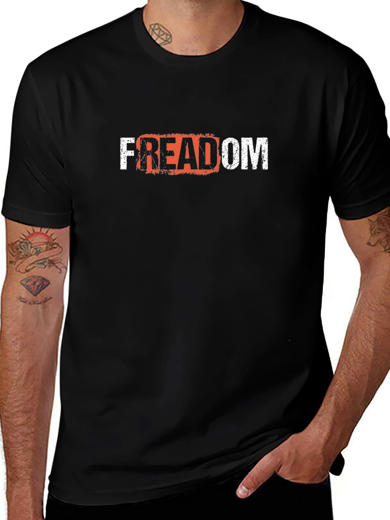 Freedom Graphic T-Shirt - Black Crew Neck Tee
