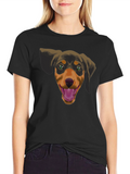 Dachshund Dog Graphic Tee - Black Cotton Casual Shirt