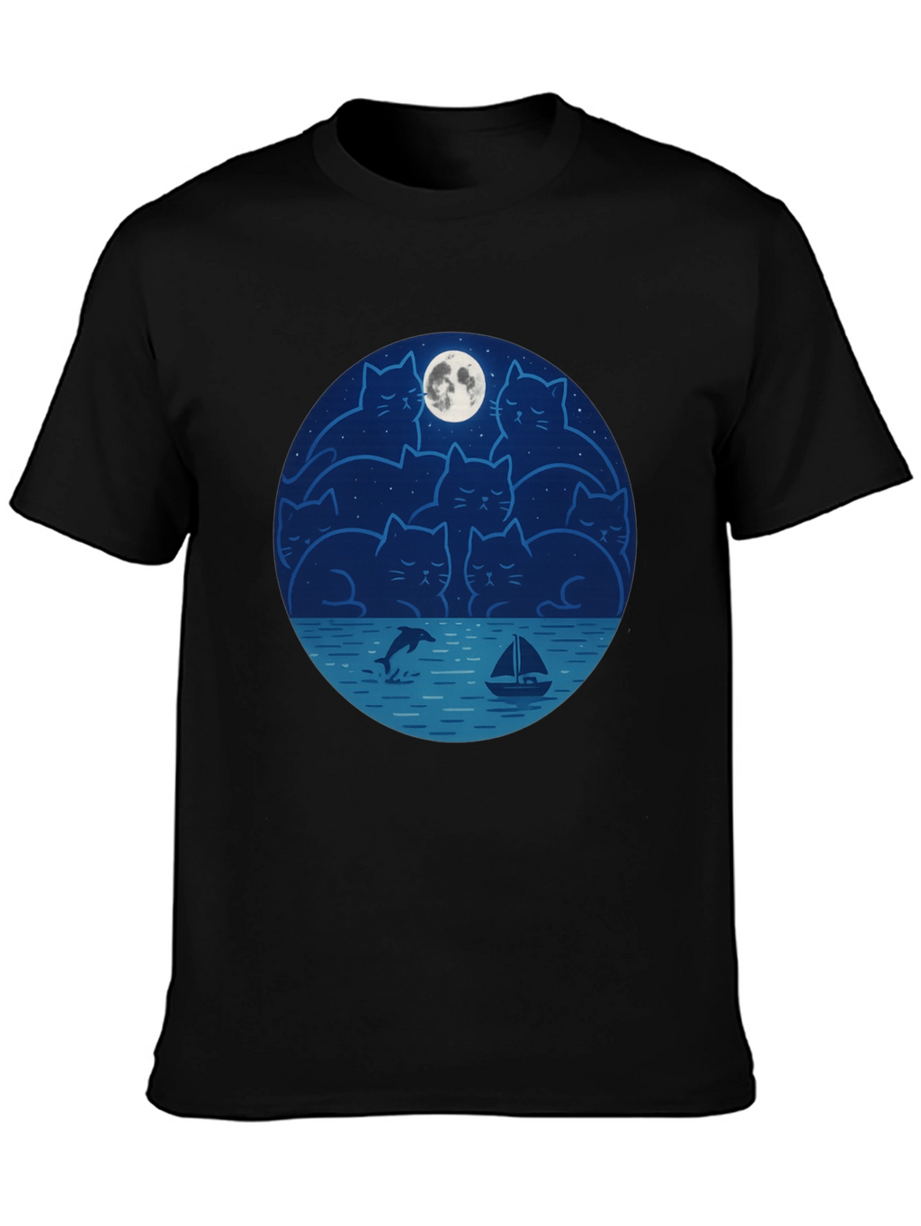 Cat Moon T-Shirt - Dreamy Night Graphic Tee