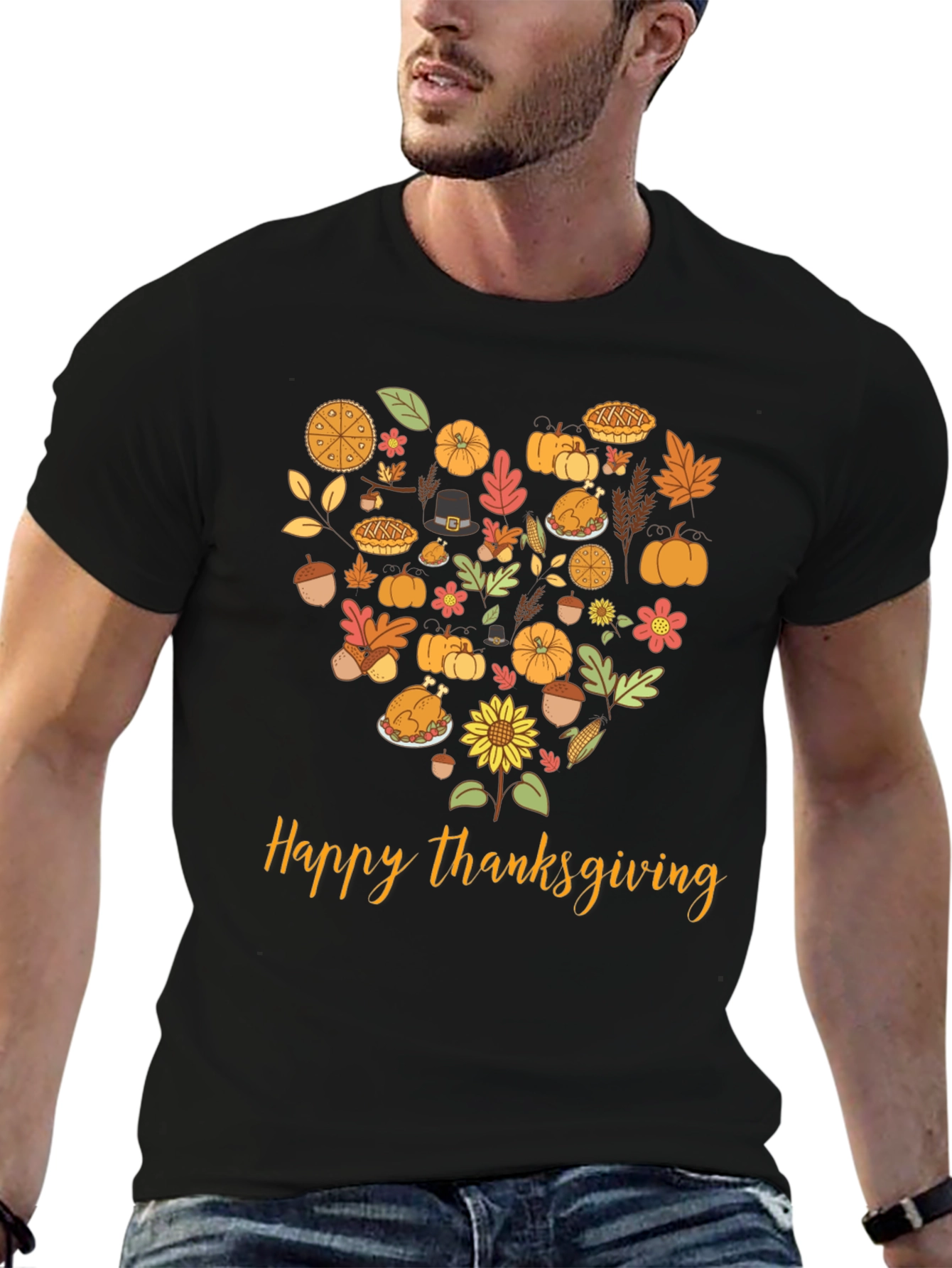 Thanksgiving Heart Graphic T-Shirt