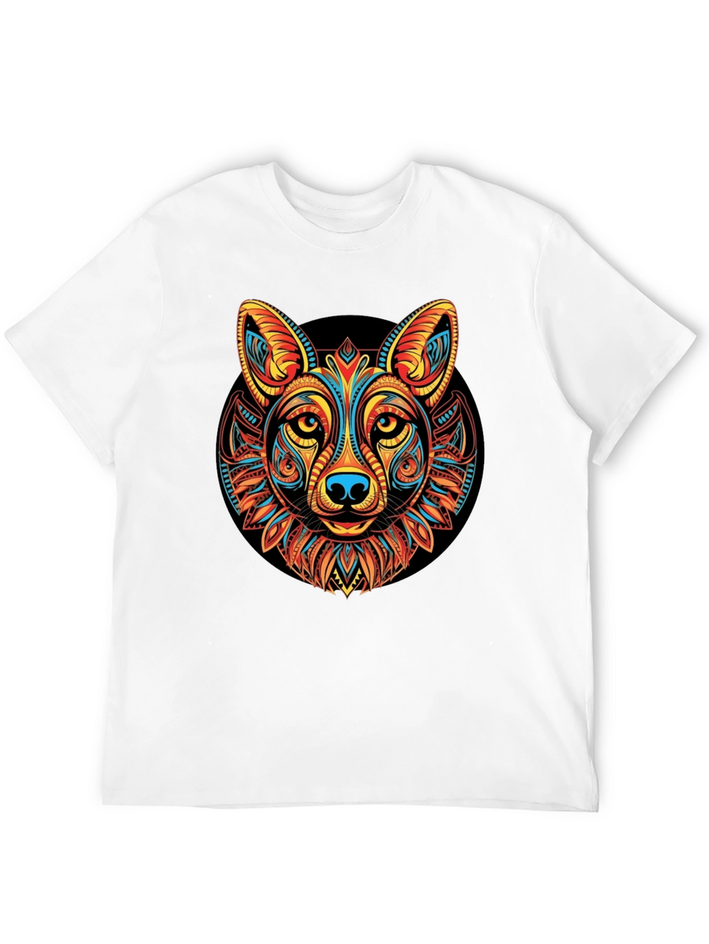 Tribal Wolf Graphic Black T-Shirt