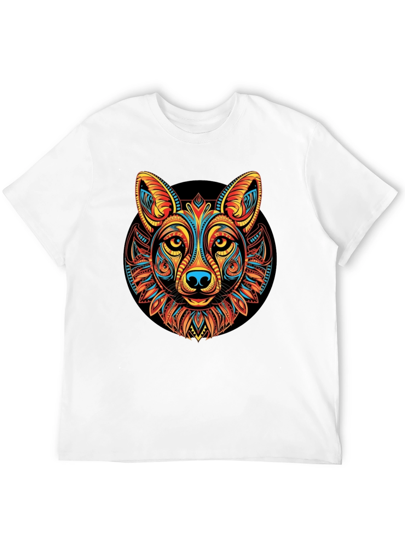 Tribal Wolf Graphic Black T-Shirt