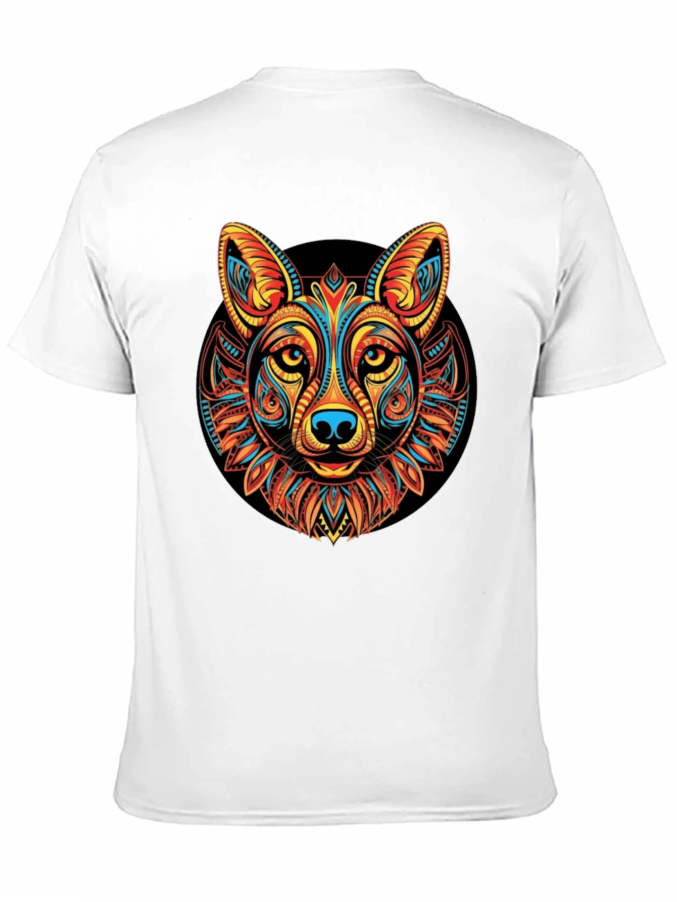 Tribal Wolf Graphic Black T-Shirt