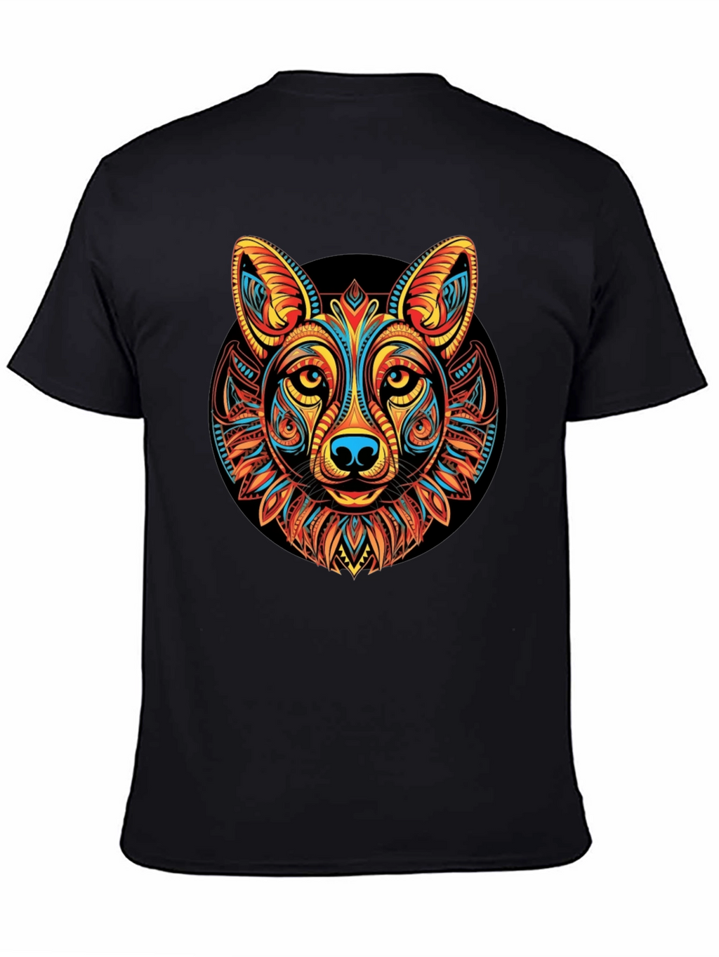 Tribal Wolf Graphic Black T-Shirt