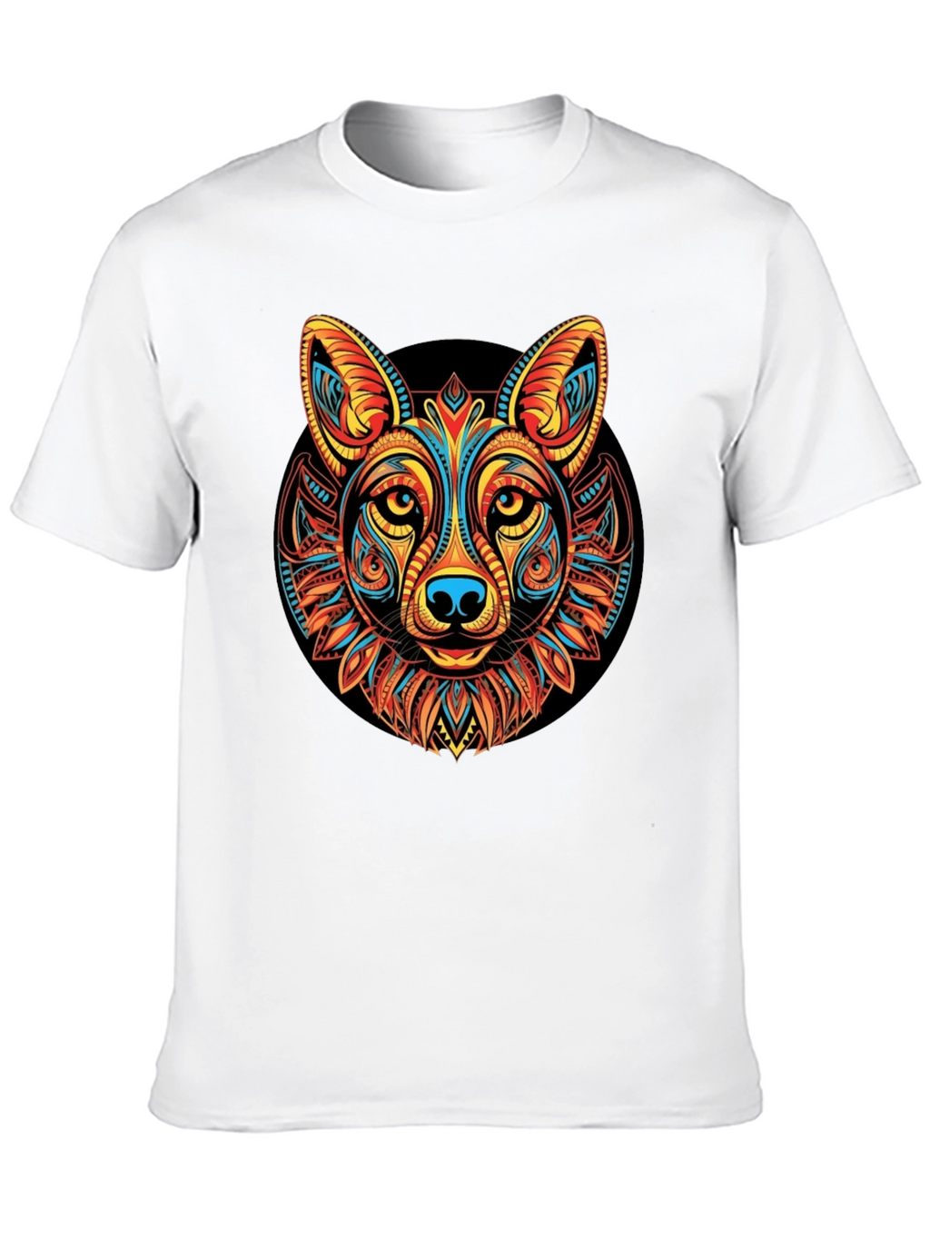 Tribal Wolf Graphic Black T-Shirt
