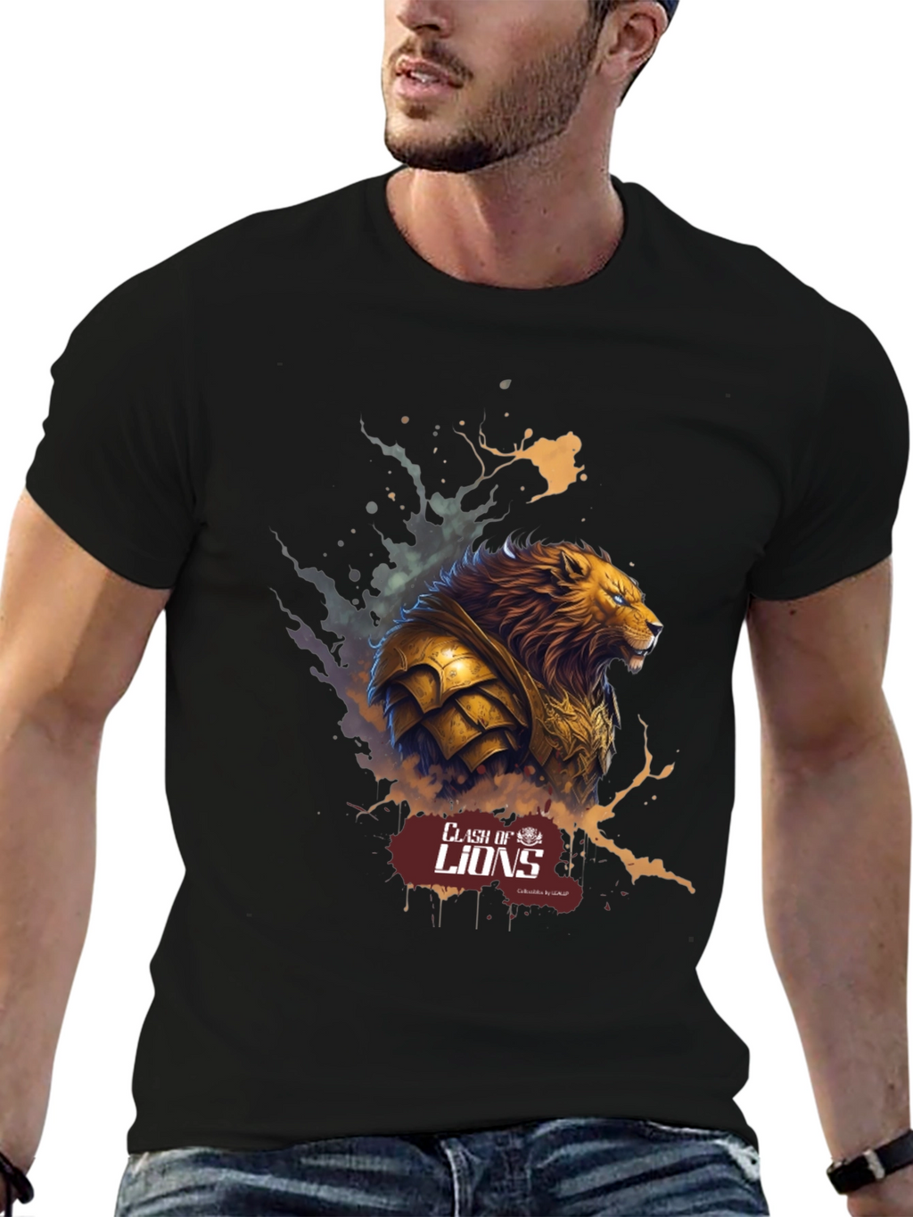 Clash of Lions Black Graphic Tee