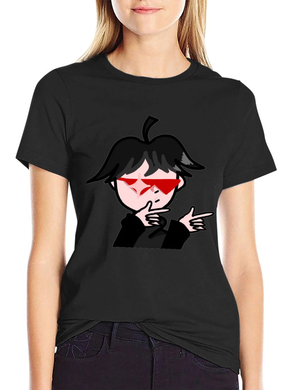 Cool Anime Boy Graphic Black T-Shirt