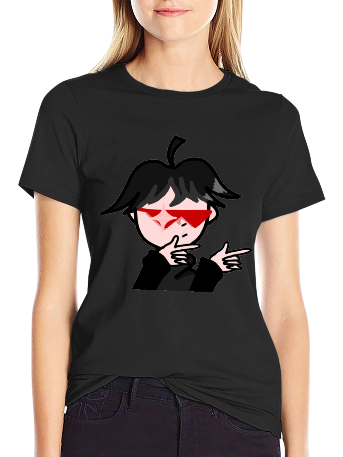 Cool Anime Boy Graphic Black T-Shirt