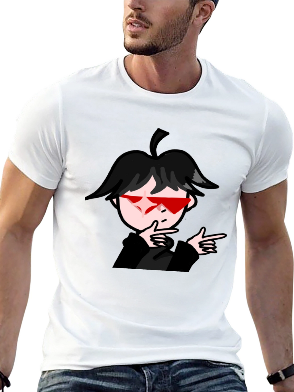 Cool Anime Boy Graphic Black T-Shirt