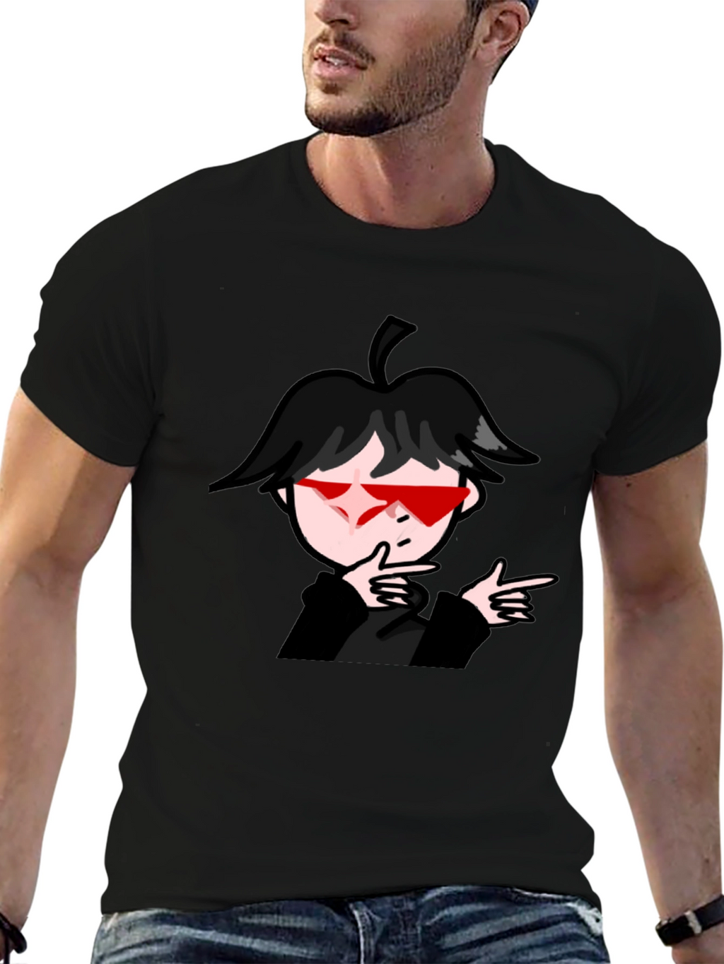 Cool Anime Boy Graphic Black T-Shirt
