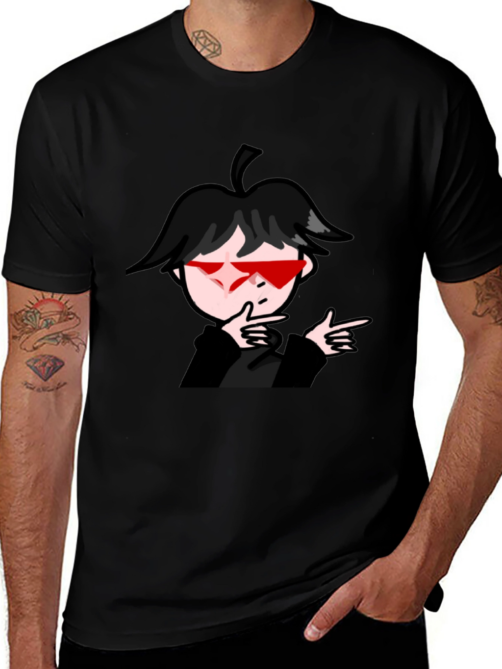 Cool Anime Boy Graphic Black T-Shirt