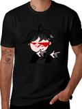 Cool Anime Boy Graphic Black T-Shirt